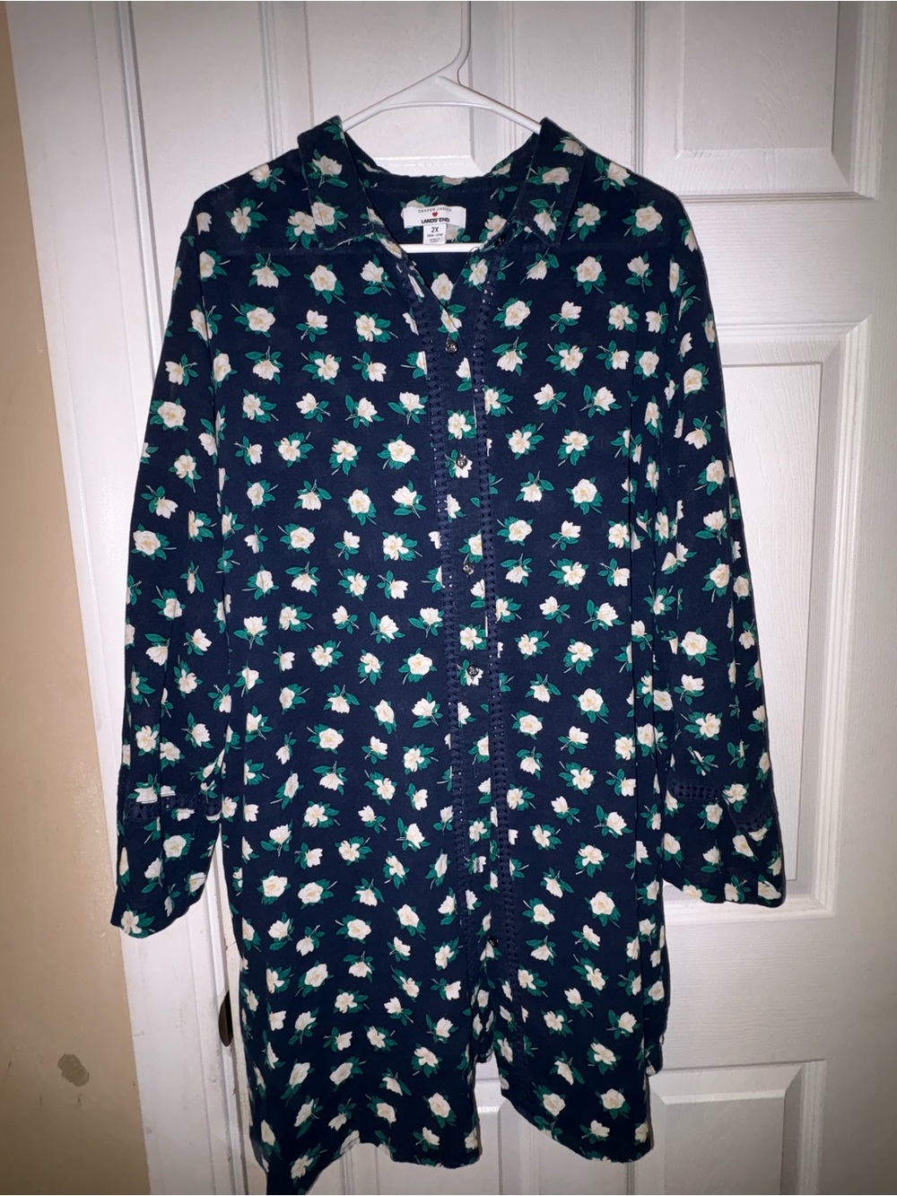 Draper James Navy Floral Button-Up Blouse